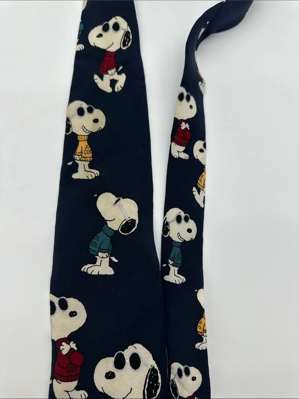 Peanuts Snoopy 'Joe Cool' Navy Blue Tie with Multicolor Snoopy Motif